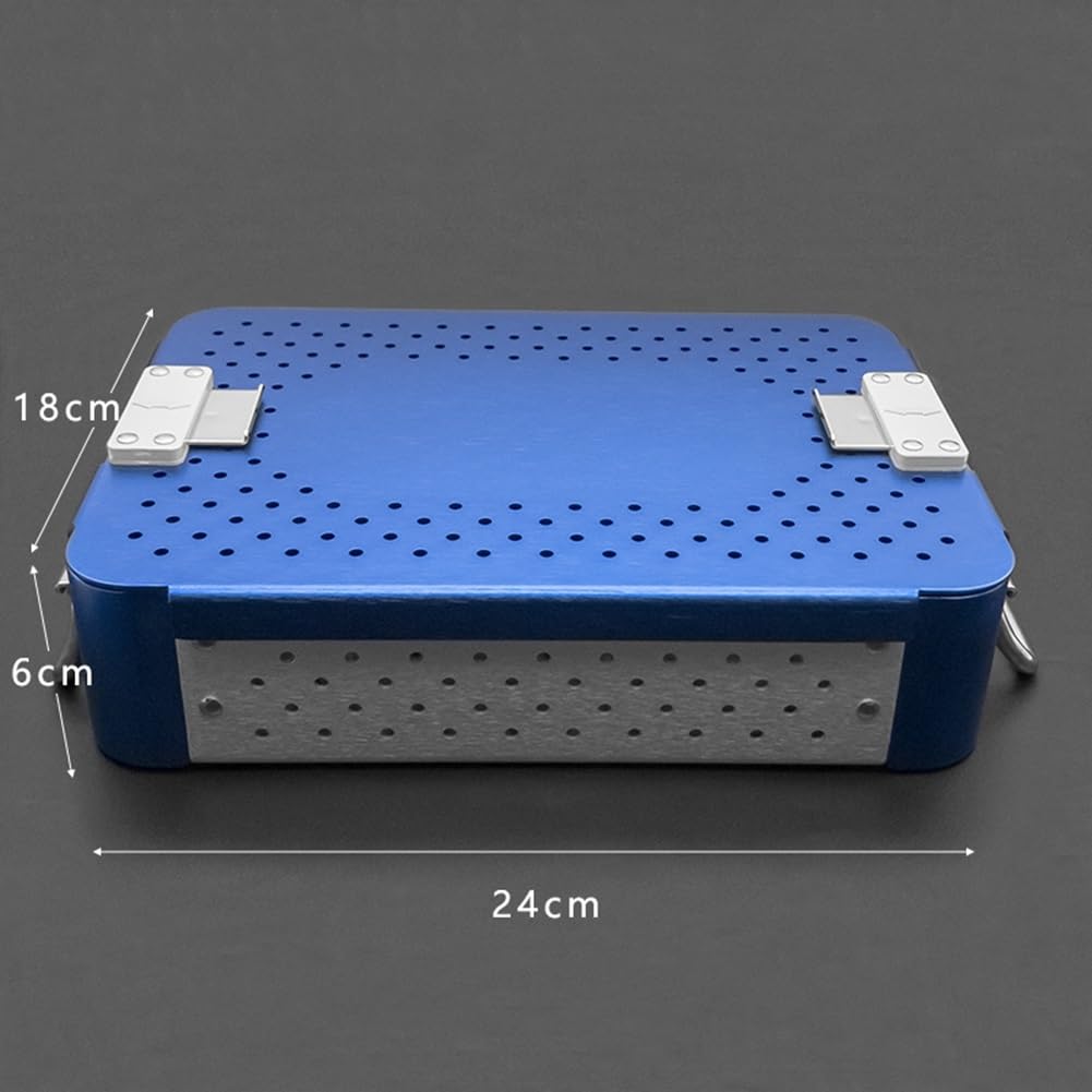 Medizinische Instrumentenbox aus Aluminiumlegierung, Desinfektionsbox für medizinische Instrumente, Sterilisationstablett für orthopädische Instrumente, 24 x 18 x 6 cm