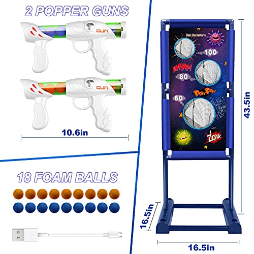 Kaufam Gun Toy Gift For Boys Age Of 4 5 6 7 8 9 10 10+ Years Old Kids Girls For Birthday With Moving Shooting Target 2 Blaster Gun And 18 Foam Balls Compatible With Nerf Guns #TOP6