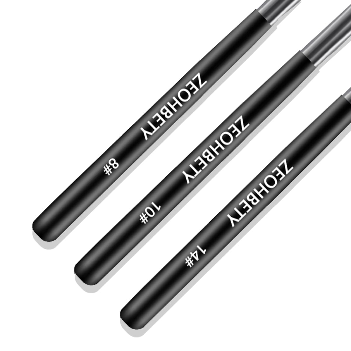 Juego de Pinceles para Acrílico, 3 Piezas – Pinceles para Polvo Acrílico, Pincel para Diseño de Uñas con Tallado 3D y Detallado, Herramienta de Manicura para Extensiones, Tamaños 8/10/14,Negro
