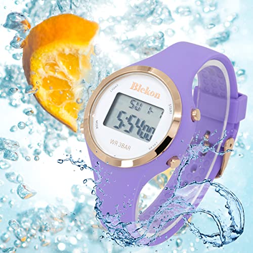Blekon Original Digital Watch For Women – Simple Easy To Read Analog Watch With Led Alarm For Trendy Look – 3 Atm Water Resistant, Silicone Band, Light-Up Dial, Day, Date And Month Display (Light Pink) #TOP3