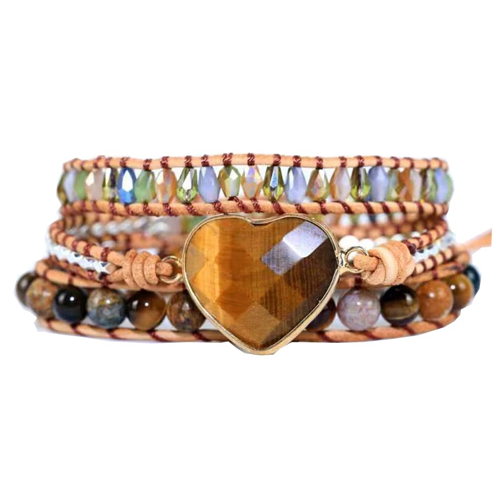 Boho Stone Wrap Bracelet for Women,Turquoise Beaded Bracelet Jewelry Gift
