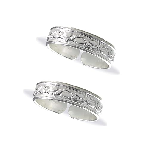 925 Sterling Silver Plain Engraved Toe Ring For Women