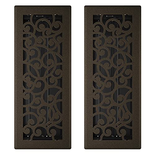 Imperial 4 x 12-Inch Wonderland Decorative Floor Register, 2-Pack, Bronze Age