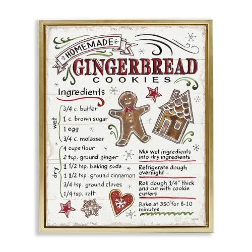 Holiday Gingerbread Cookies Recipe, 24 x 30 Inch Canvas in Floater Frame