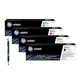 HP 201A / CF400A CF401A CF402A CF403A Toner Original Multipack f. Color LaserJet Pro M252DW / M252N / M277DW / M277N / M274N inkl. Tonerliga - Touchpen Kugelschreiber