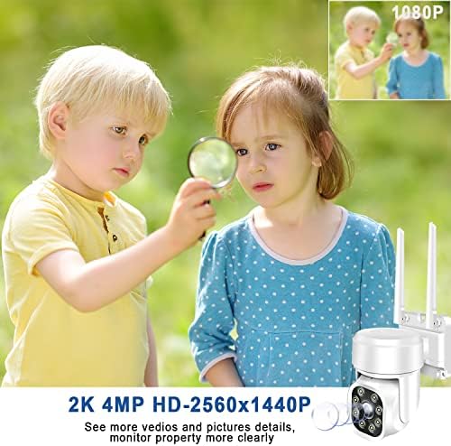 KAMEP 2K Security Camera Outdoor Wireless with Color Night Vision, 4MP PTZ CCTV Camera with 355°Pan 110°Tilt, Home Wifi Wired IP Camera Auto Tracking PIR Motion Detection, Two-way Audio