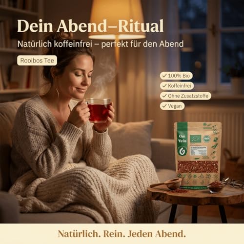 BIO Rooibos Tee | Rotbuschtee in Premium Qualität | mild-süßliches Aroma | ideal für heiße und kalte Getränke | OmVeda (200g)
