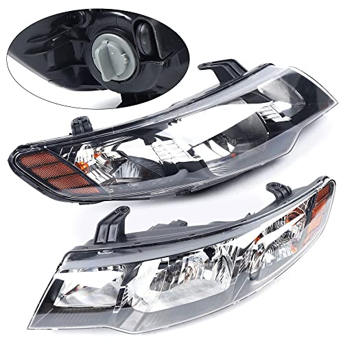 Ensyusuma 2010 2011 2012 2013Kia Forte & Koup Forte Headlight Assembly Left Driver And Right Passenger Side Headlights Black Housing Halogen (Pair Of Headlights) #TOP1