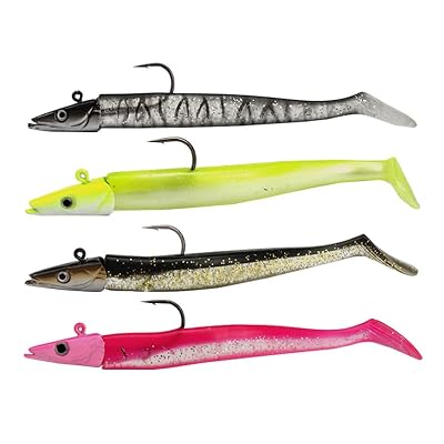 Pack of 4 Savage Saltwater Soft Sandeel Lures Bass Cod Pollock Sea Fishing Jig Lures