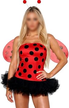 Women Ladybug Fancy Dress Set Adult Cosplay for costume OutfitM Red