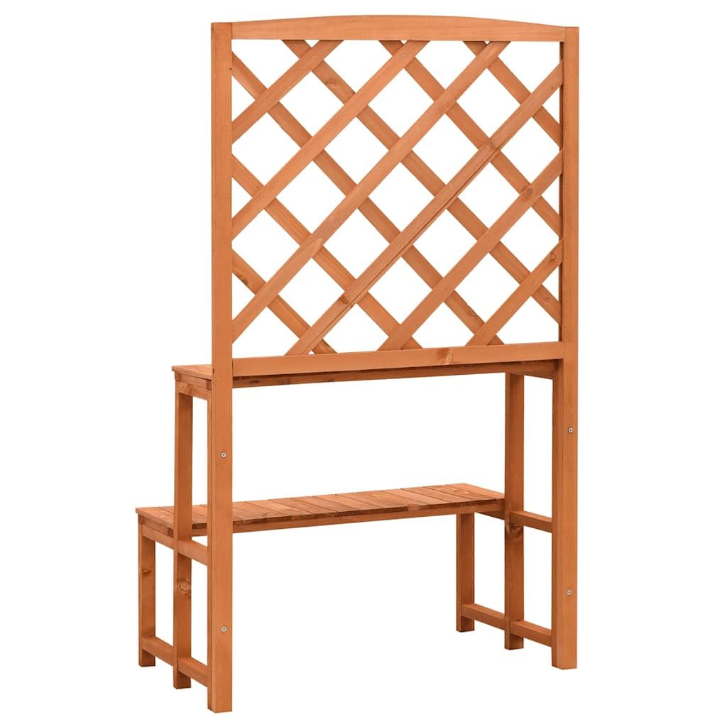 Stojak na kwiaty z kratką na rośliny pomarańczowy 70 x 42 x 120 cm lite drewno jodła