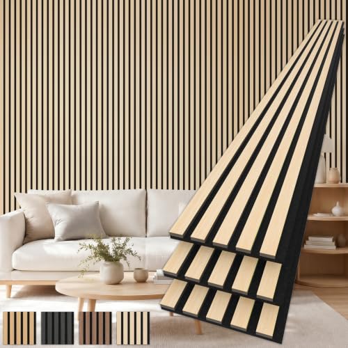 TONOR Wood Panels for Wall, 3 Pack 94.5'' x 7.9''-15.48 sq.ft Acoustic Wall Panels for Soundproof Sound Absorbing, Slat Wall Paneling for Interior Wall Decor, Home, Office and Room Decor, Oak