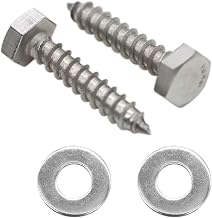 25PCS 1/4" x 1-1/4" Hex Head Lag Screws, Stainless Steel Lag Bolts, Heavy Duty Lag Bolts, Washers Included