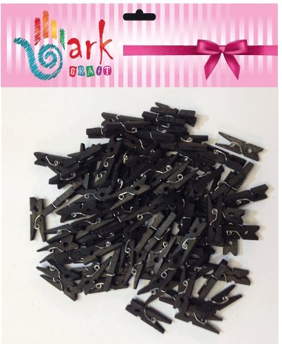 arkCRAFT 100 Mini Pinzas de Madera (Color Negro)