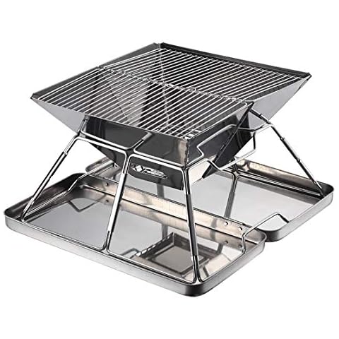 WEIJ Folding Campfire Grill, Camping Fire Pit, Outdoor Wood Stove Burner Cover