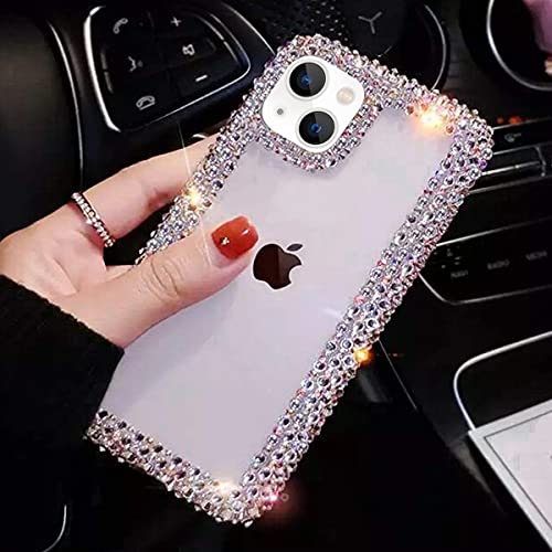 Bonitec Compatible With Iphone 13 Case For Women Girls 3D Glitter Sparkle Bling Case Luxury Shiny Cute Crystal Charms Rhinestone Diamond Bumper Clear Protective Cases Cover Clear #TOP2