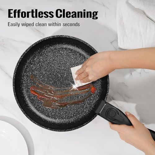 18 Pcs Nonstick Pots and Pans Set with Detachable Handle, Induction Compatible Oven Safe RV Cookware Set, No PFOA (BLACK) - Image 6