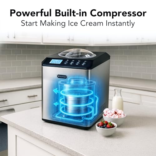 Whynter Ice Cream Maker Machine Automatic 2.1 Qt. Upright with Built-In Compressor, LCD Digital Display & Timer, No Pre-Freezing, ICM-201SB, Stainless Steel by Whynter - Image 7