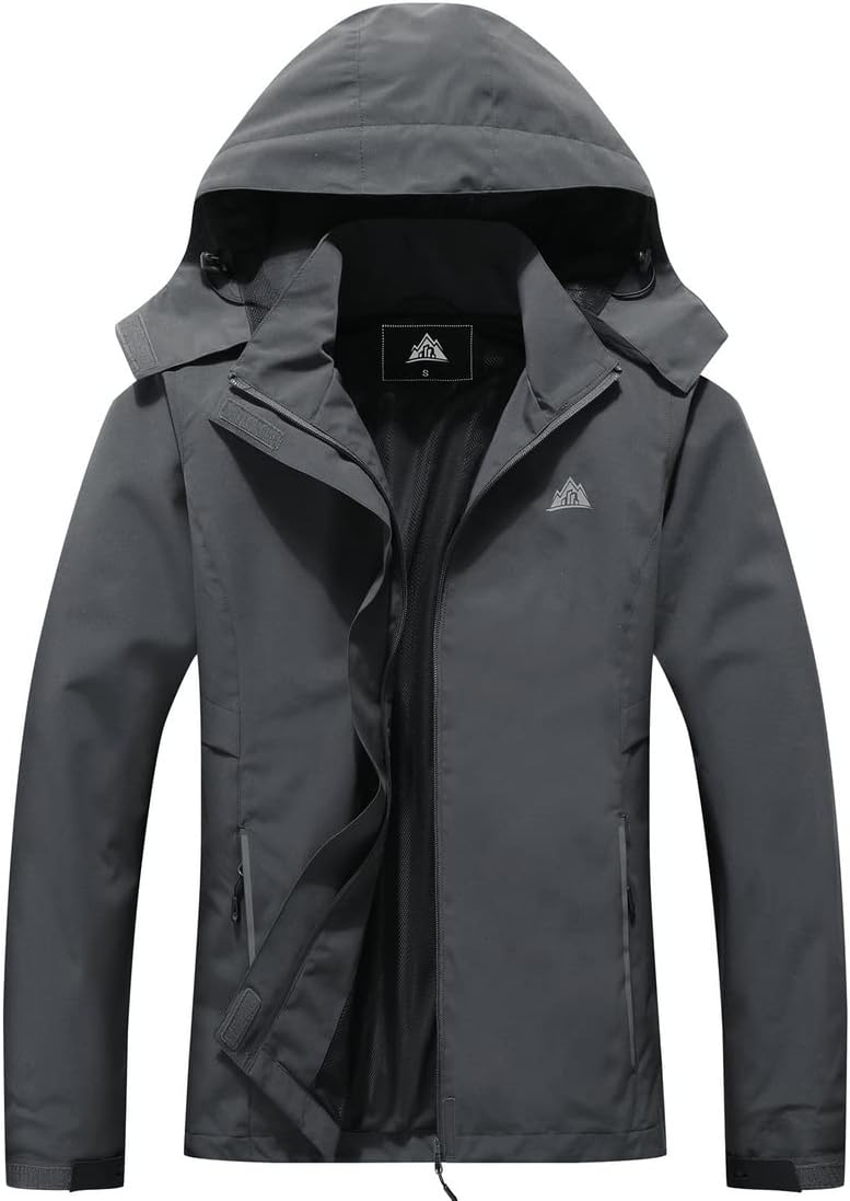 Women's Waterproof Rain Jacket Lightweight Raincoat Hooded Hiking Jacket Softshell Windbreaker