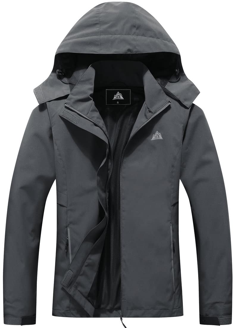 MOERDENGWomen's Waterproof Rain Jacket Lightweight Raincoat Hooded Hiking Jacket Softshell Windbreaker