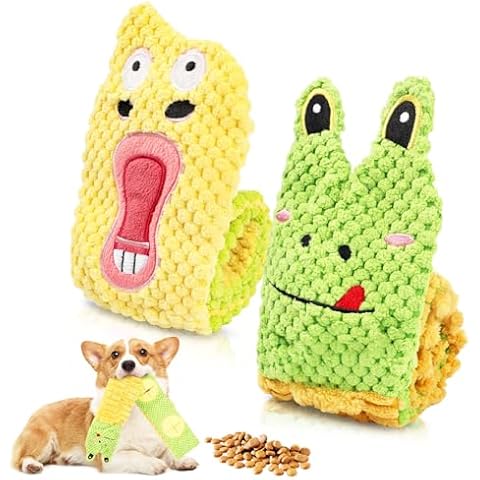 Acehome 2Pcs Dog Play Squeaky Interactive Dog Puzzle Toy, No Stuffing Dogs Chew Toy, Treat Dispensing Smart Puppy Toys Cover