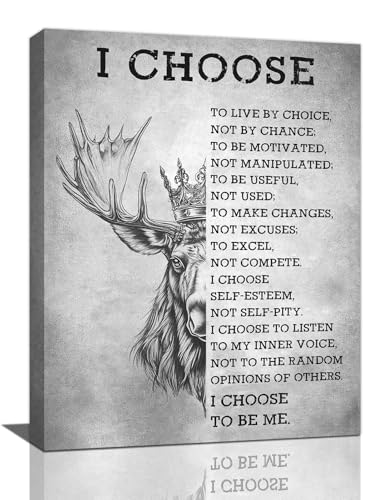 Moose Wall Art Animal Pictures Wall Decor Inspirational Hunting Wildlife Poster Canvas Prints Framed Paintings Artwork Home Office Decorations for Bathroom Kitchen Bedroom Living Room 12" L X 16" W