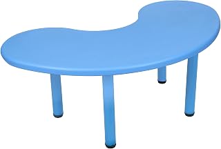 Kids Moon Table - Half Round Moon Shape Plastic Study Table for Kids at Home or School - Perfect for Indoor and Outdoor - Blue, L137cm x B76cm x H 51cm