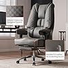 EXCEBET Silla Oficina Ergonómica 180kg - Silla Escritorio Ejecutiva Grande, Cojín Muelles 14cm, Sillón Despacho Respaldo Alto Piel PU, Soporte Lumbar, Asiento Ancho 57,5cm（Gris #5