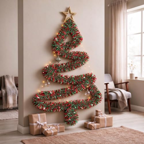70 FT Christmas Tinsel Garland, Extra Long Shiny Foil Garland for Christmas Tree, Fireplace, Holiday Party Decor(Red,Green) — 사진 2
