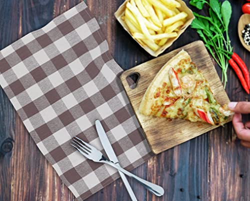 Excellent Deals Tea Towels (6 Pack, Brown) - 18''X26'' Cotton Rich Dish Towels, Mixed Set Of Cloth, Absorbent & Soft Kitchen Cleaning And Bar Towels., Grey, 06 Pack Check Stripe #TOP4