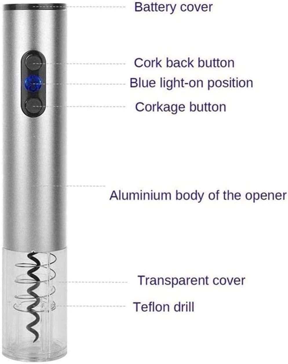 Electric Wine Bottle Opener kit Rechargeable Automatic Corkscrew with USB Charging Cable for Lover