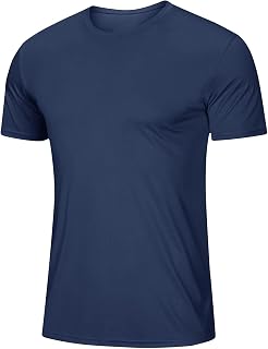 Generic T-Shirts for Men Short Sleeve Crewneck Solid Thin Basic Tee Stretch Slim Fit Lightweight Workout Athletic Sporty Tops