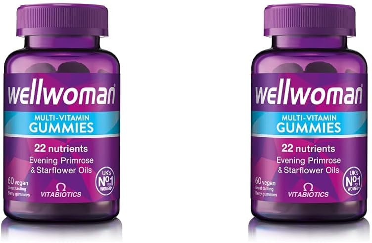 Wellwoman Vitabiotics Multi-Vitamin Vegan Berry Gummies, Purple, 60 Count (Pack of 2)