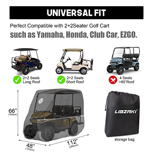 Li Libzaki 4 Passenger Golf Cart Cover Fits Ezgo, Club Car, Yamaha, 420D Waterproof Windproof Sunproof Outdoor All-Weather Full Cover-Red #TOP1