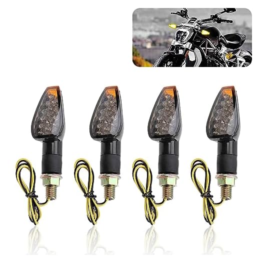 4PCS Motorcycle Turn Signals - 14LED 12V Bright Amber Lamp Motorcycle Blinkers - Front/Rear Universal MMotorcycle Turn Signal Light Compatible with Yamaha Kawasaki Honda