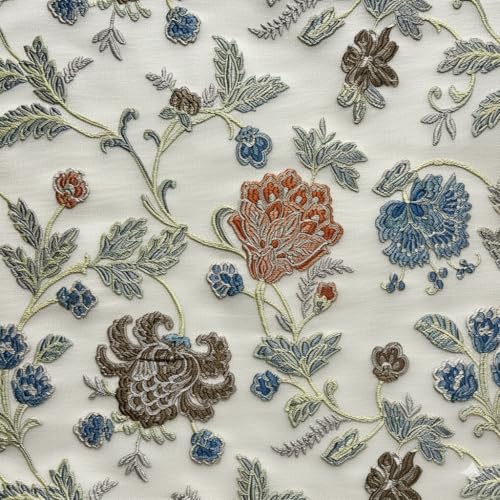 Decora Jacquard Floral Upholstery Fabric 54" Brown