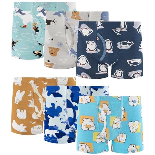 100% Cotton Boys Boxer Briefs Tagless Toddler Underwear (6-Pack) 3T Multi-polar World-b24