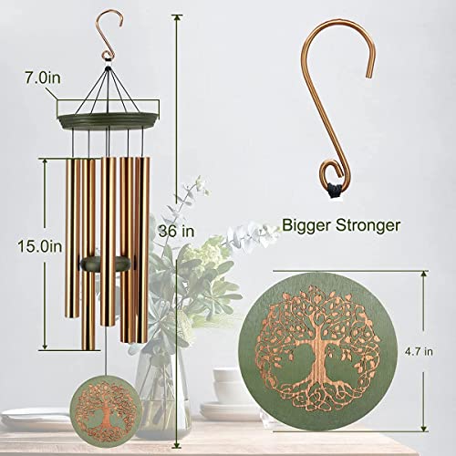 Wind Chimes Outdoor Deep Tone,36 Inch Large Memorial Windchimes For Loss Of Loved One Engrave Tree Of Life,Sympathy Wind Chimes Gifts For Mother,Garden Home Yard Hanging Decor #TOP2