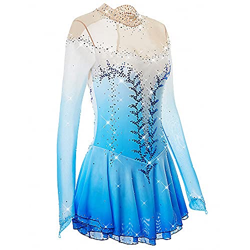 Liuhuo Ice Skating Dress Girls And Women Pink Handmade Figure Skating Professional Competition Costume Long Sleeved Dress #TOP1