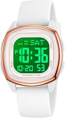 Reginald Watches for Men Fashion Trend Black Multifunction Waterproof Watch LED Digital Chronograph Soft Silicone Watch Strap Square Watches