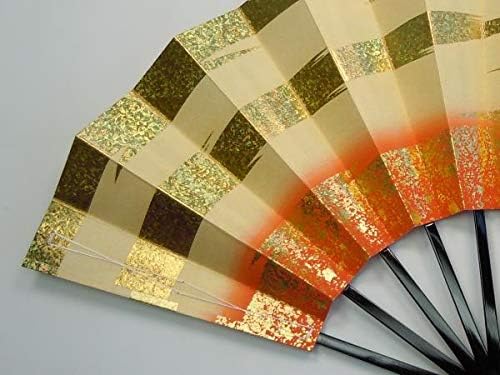 扇子 舞扇 日本舞踊 和小物 着物 金 オレンジ近い赤 鶴 アート 伝統文化 箱