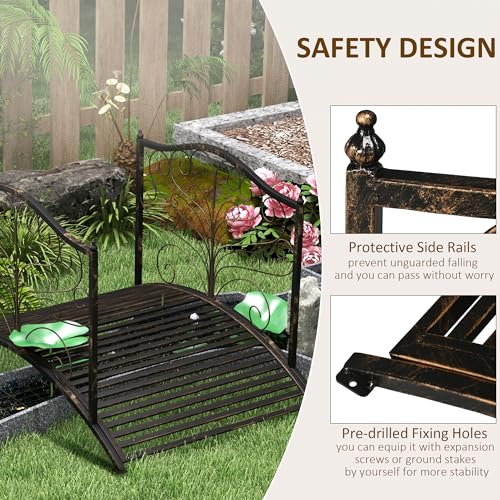 Outsunny US844-2200131 4’ Metal Arch Backyard Garden Bridge thumb #3