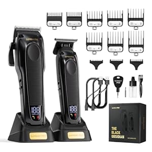 Professional Hair Clippers for Men – High Torque Brushless Motor & DLC Coated Detachable Blade – Cordless Hair Trimmer Set for Barbers with Charging Base – Premium Gift Hair Clipper Kit