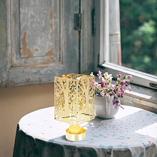 Beaupretty Rotating Candle Holder Christmas Reindeer Carousel Spinning Candlestick Tealight Holder Metal Square Romantic Candle Spinner For Holiday New Year Party Wedding Gifts #TOP7