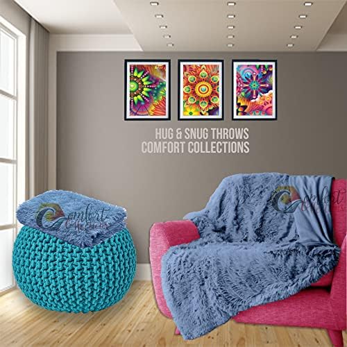 Comfort Collections Teddy Fleece Luxury Hug and Snug Cuddles Fluffy Faux Fur Sherpa Reversible Throw Sofa Bed Super Soft Warm and Cosy Blanket Throw Duck Egg 150cm x 200cm Approximate