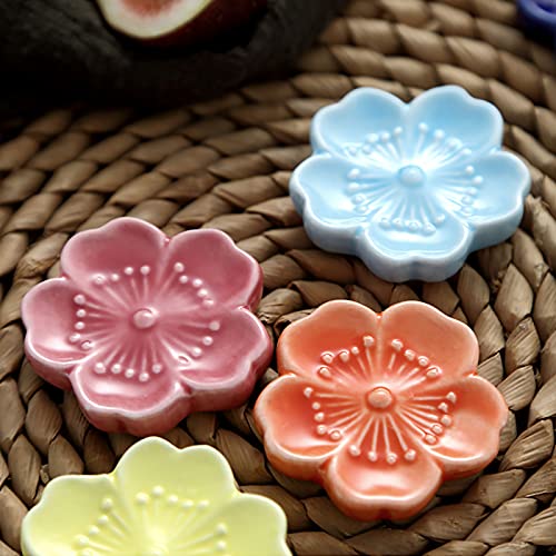 Yaikoai Set Of 7 Cherry Blossom Ceramic Chopsticks Rest Rack Forks Dinner Spoons Knives Stand Holder For Party Home Restaurant Dinnerware #TOP2