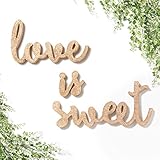 ling's moment Sparkly Rose Gold Glitter Love is Sweet Freestanding Wooden Table Topper Sign for Wedding Anniversary Bridal Shower Baby Shower Dessert Table Decor Bride Gifts