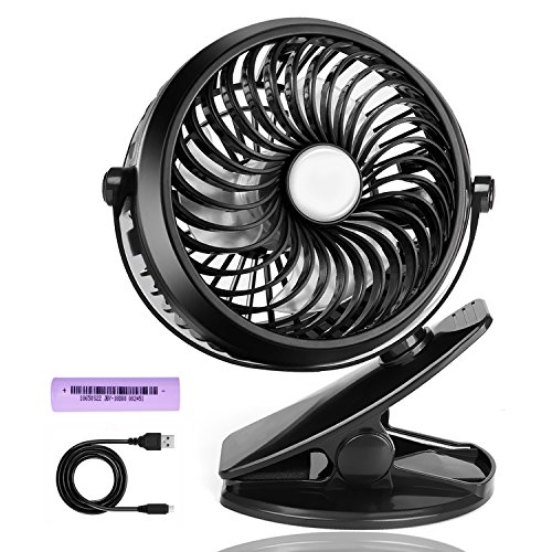 Mini Desk Fans, GuckZahl Clip Fan for Baby Stroller, Outdoor Camping, Office, Car and Home, 360 Degree Rotation, Adjustable speed and USB Rechargeable