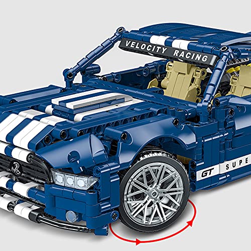 MORK 023021-1 Blau weißer GT Baustein Sportwagen, 1428 teiliger Technologie Serie 1:14 Modellbausatz, kompatibel mit… – Bild 5