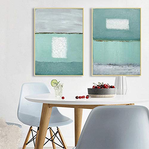 Impression sur toile abstraite vert menthe pour revitaliser un salon sombre ou sans vie 2pcs